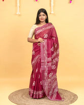 SC3875 - Raw Silk With Bandhini Print